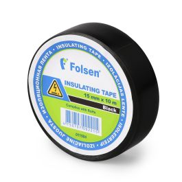 Isoleerteip 15mmx10m, 120µm, must, PVC