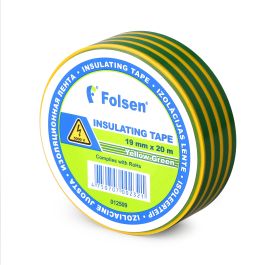 Isoleerteip 19mmx20m, 120µm, kollane/roheline, PVC
