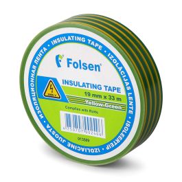 Isoleerteip 19mmx33m, 120µm, kollane/roheline, PVC