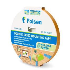 Kahepoolne teip 19mmx25m, paksus 1mm, kollane lainer, PE