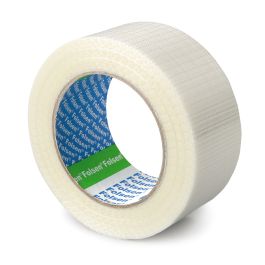 Tugevdatud filament ristkiud pakketeip 50mmx50m, valge, PP/klaaskiud