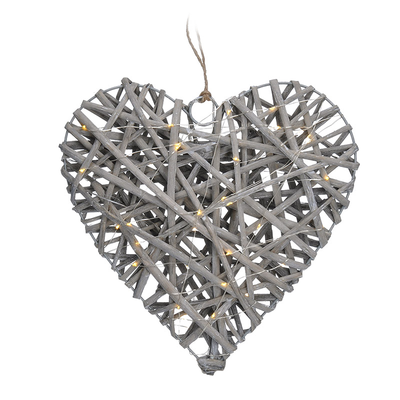 Solight LED rotangist süda, 30x LED-i, 2x AA, 30cm