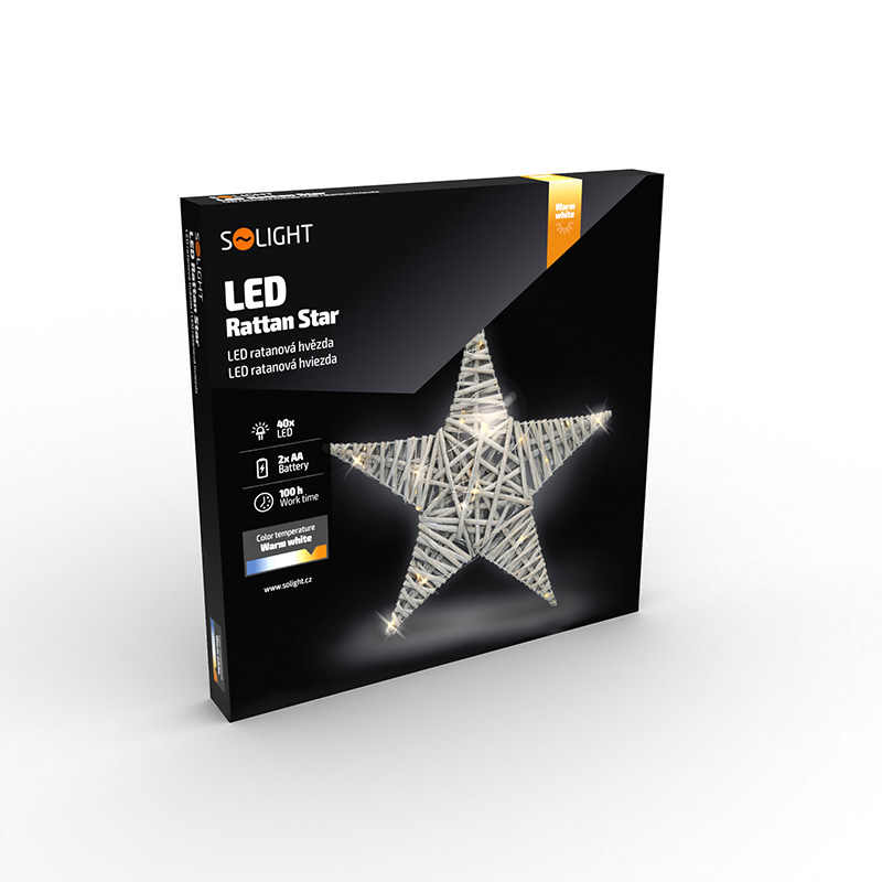 Solight LED rotangist täht, 40x LED, 2xAA, 40cm - Image 7