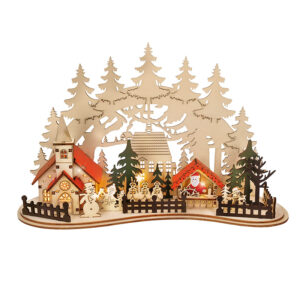 Solight LED jõululinn kirikuga, 30x19cm, 2x AAA