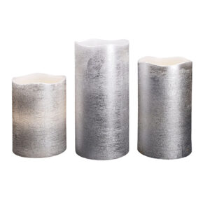 Solight LED-küünalde komplekt, 3x küünal, 10/13/16cm, hõbedane, 3x AAA