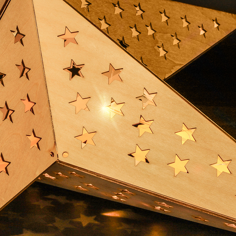 Solight LED puidust jõulutäht, rippuv, taimeriga, 20x LED, 65cm, 2x AA - Image 5