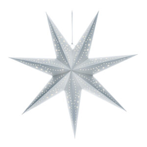 Solight LED jõulutäht hõbedane, rippuv, taimeriga, 60 cm, 20x LED, 2x AA