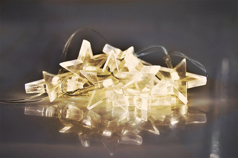 Solight LED jõulukett, tähed, 1,5m, 10 LEDi, 2 x AA, kollane valgus