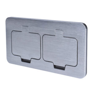 Solight sisseehitatud põrandale paigaldatav topeltpistikupesa, IP55, ristkülikukujuline kork