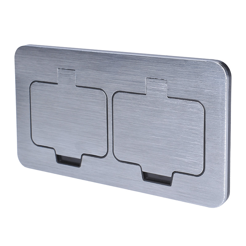 Solight sisseehitatud põrandale paigaldatav topeltpistikupesa, IP55, ristkülikukujuline kork