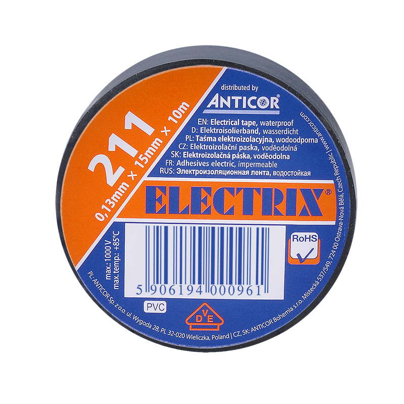 Solight isoleerteip, 15mm x 0.13mm x 10m, must