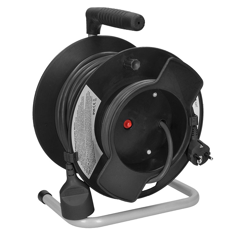 Solight pikendusjuhe trumlil, 1 pesa, 25m, must kaabel, 3x 1,5mm2