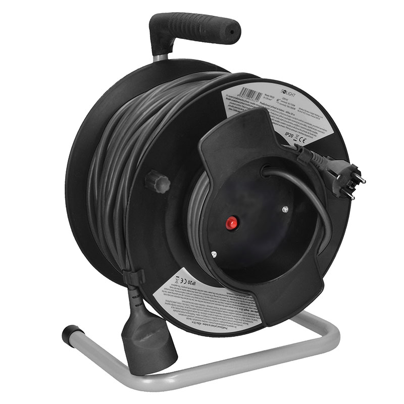 Solight pikendusjuhe trumlil, 1 pesa, 50m, must kaabel, 3x 1,5mm2