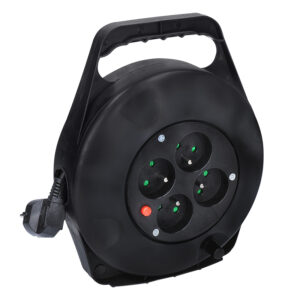 Solight pikendusjuhe trumlil, 4 pistikupesa, 10m, must kaabel, 3x 1.0mm2