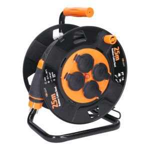 Solight pikendusjuhe - trummel, 4 pistikupesa, 25m kummikaabel, 3x 1,5mm2, IP44