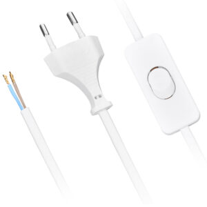 Solight flexo juhe, 2x 0.75mm2, valge, lame, lülitiga, 3m