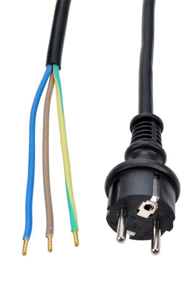 Solight flexo juhe, 2,5m, 3 x 2,5mm2, kumm H07RN-F3, must