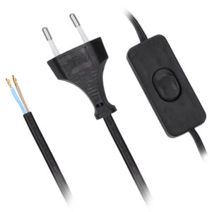 Solight flexo juhe, 2m, 2 x 0.75mm2, must, lame, sisse/välja lülitiga