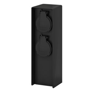 Solight aiapost IP44, plastik, 2 pistikupesa, prisma, must