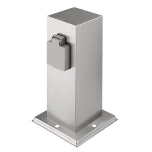 Solight aiapost IP44, roostevaba teras, 2 pistikupesa, prisma, hõbedane