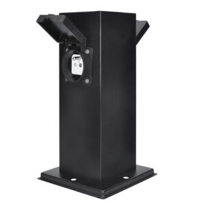 Solight aiapost IP44, roostevaba teras, 2 pistikupesa, prisma, must