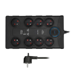 Solight ülepingekaitse, 8-pin, USB A+CA, 2m, must