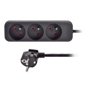 Solight pikendusjuhe, 3 pistikupesaga, must, 2m