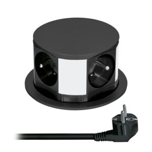 Solight pikendusjuhe, 4 pistikupesa, must, 2m, väljatõmmatav pistikupesaplokk, ümar kuju