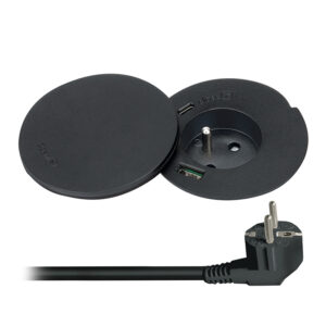 Solight sisseehitatud pistikupesa + USB A+C + juhtmevaba 10W, pöörlev kork, 2m kaabel, must