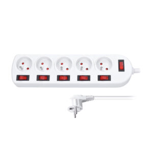 Solight pikendusjuhe, 5 pistikupesa, valge, 6 lülitit, 2m