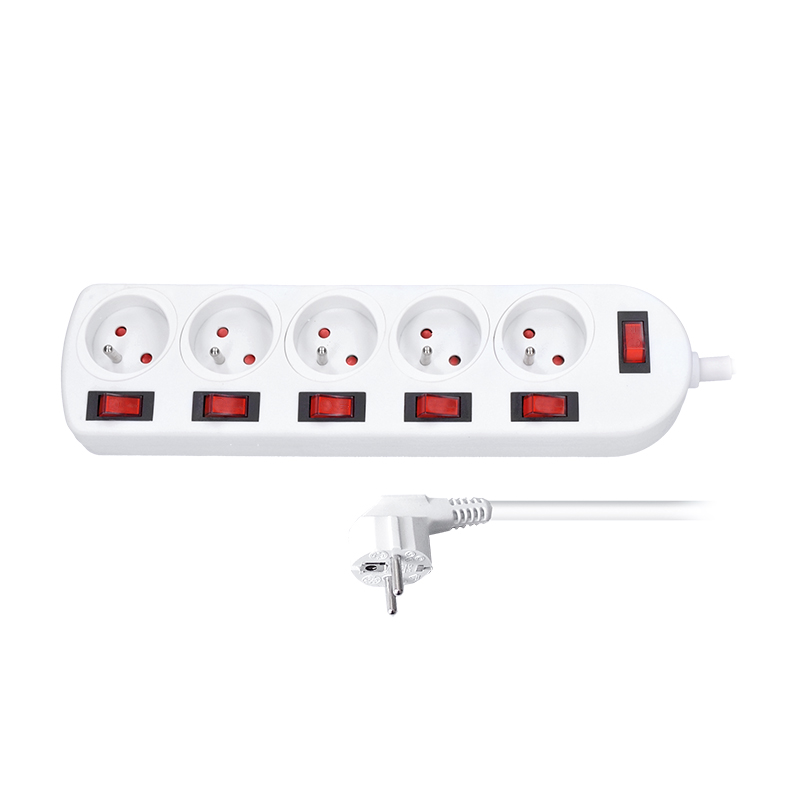 Solight pikendusjuhe, 5 pistikupesa, valge, 6 lülitit, 3m