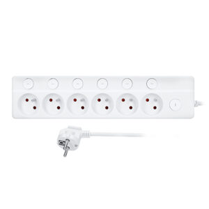 Solight pikendusjuhe 6 pistikupesaga, 2m, 3 x 1mm2, valge, 6+1 lülitiga