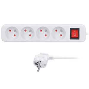 Solight pikendusjuhe 3m, 4 pistikupesa, lüliti, 16A/3680W, PVC, valge