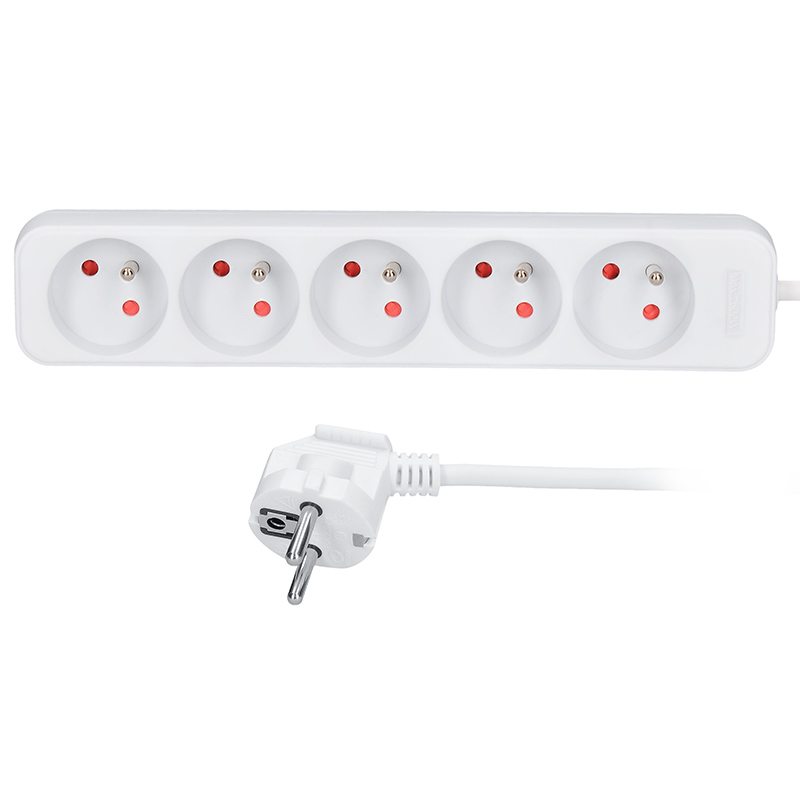 Solight pikendusjuhe, 5 pistikupesaga, valge, 2m