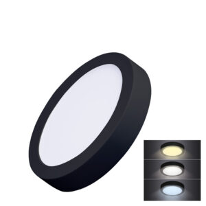 Solight LED minipaneel CCT, pinnapealne, 12W, 900lm, 3000K, 4000K, 6000K, ümmargune, must