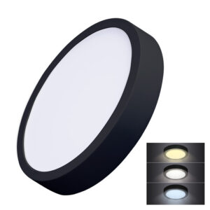 Solight LED minipaneel CCT, pinnapealne, 24W, 1800lm, 3000K, 4000K, 6000K, ümmargune, must