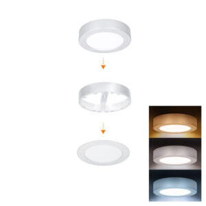 Solight LED minipaneel vannituppa 2in1, 3CCT, lakke/pinnale paigaldatav, 12W, 1020lm, IP54, hõbedane, ümmargune
