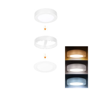 Solight LED minipaneel vannituppa 2in1, 3CCT, lakke/pinnale paigaldatav, 12W, 1020lm, IP54, valge, ümmargune