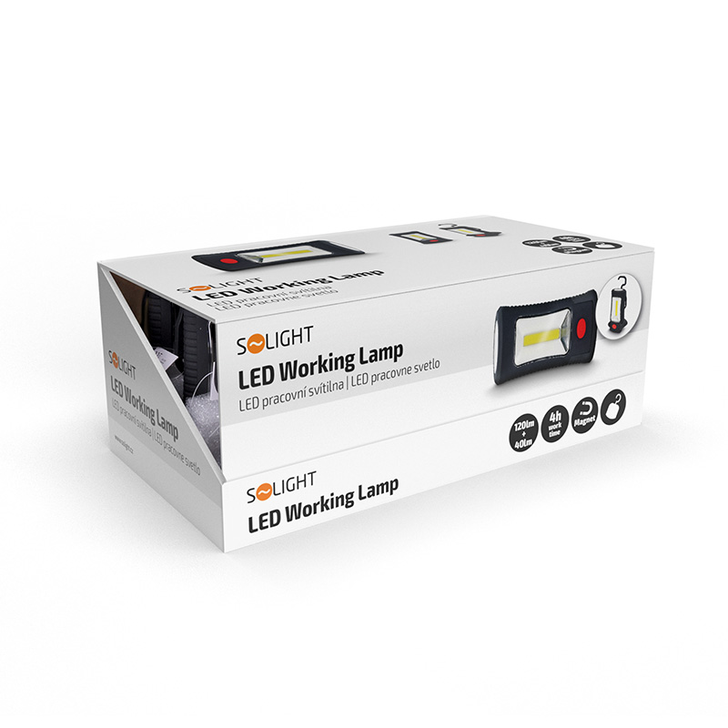 Solight LED töölamp, 120+40lm, 3W COB + 3 SMD LED, konks + magnet, 3 x AAA - Image 3