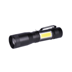 Solight LED metallist taskulamp, 150 +60lm, 3W + COB, AA, must