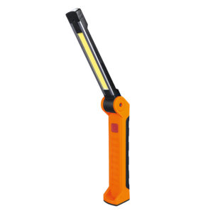 Solight laetav LED-töölamp, 500lm + 70lm, COB, liitiumioonaku, USB, must-oranž