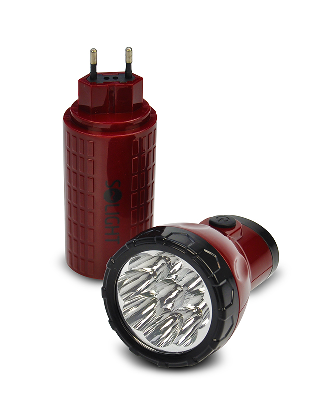 Solight LED laetav taskulamp, 9 x LED, punane-must, pistikühendusega - Image 4