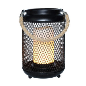 Solight metalllatern LED-küünlaga, soe valge, 3xAA, must, 20cm