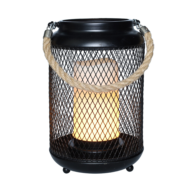 Solight metalllatern LED-küünlaga, soe valge, 3xAA, must, 20cm