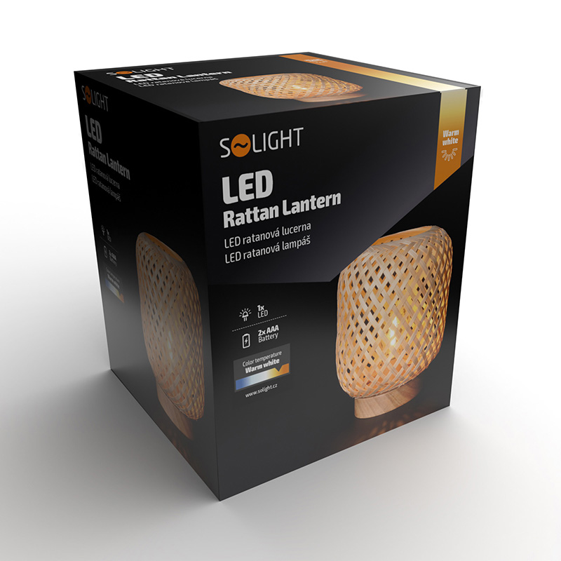 Solight rotangist LED-latern LED-pirniga, soe valge, 2x AAA, 19cm - Image 8
