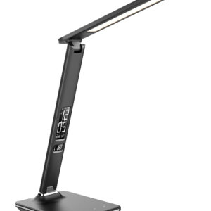 Solight LED laualamp ekraaniga, 9W, valgustemperatuuri valik, nahk, must