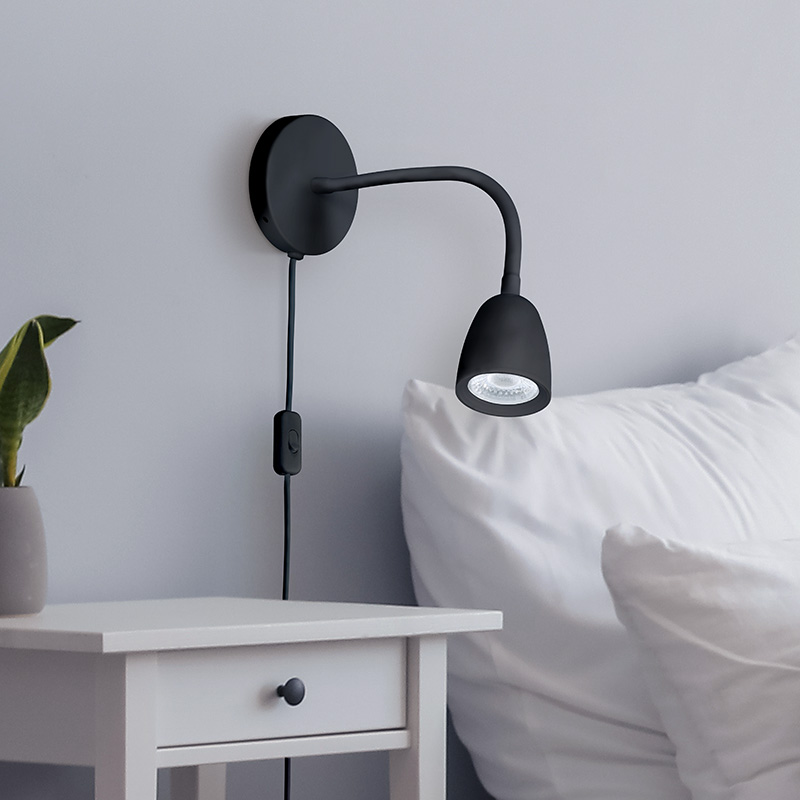 Solight LED seinalamp, hämardatav, 4W, 280lm, 3000K, must - Image 2