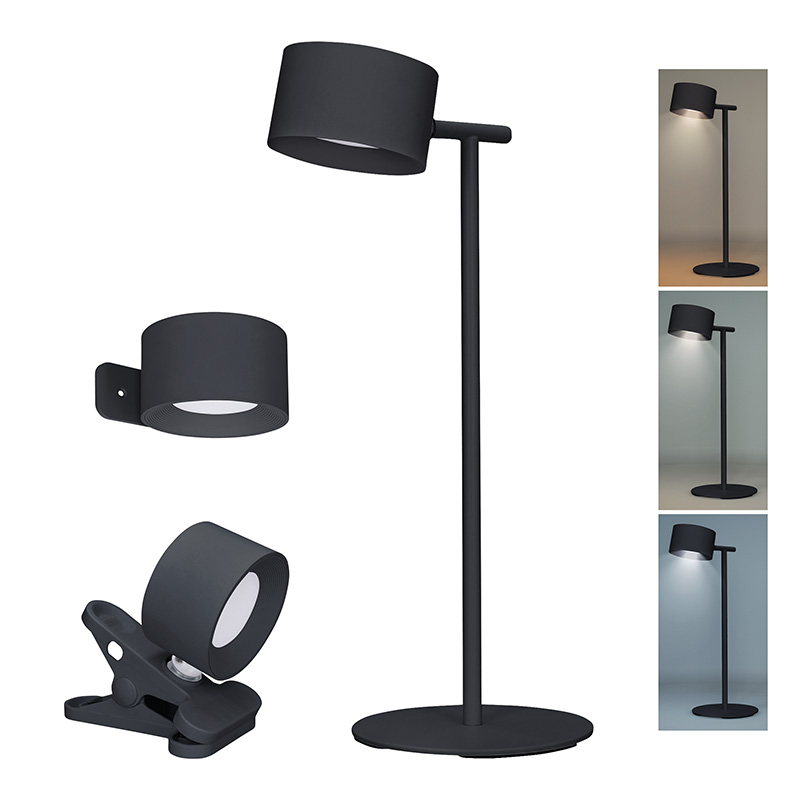 Solight LED laetav lamp 3-ühes, 280lm, CCT muutus, hämarduv, must