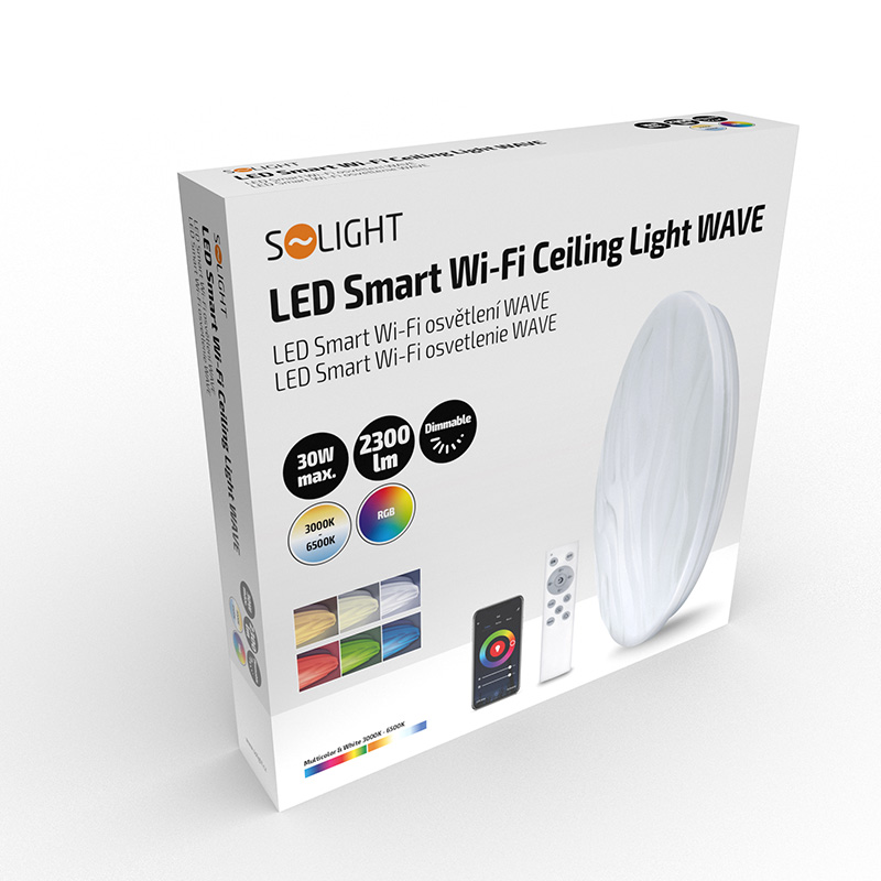 Solight LED nutikas laevalgusti Wave, 30W, 2300lm, wifi, RGB + CCT, puldiga - Image 8
