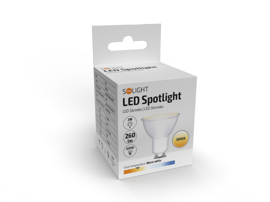 Solight LED-lamp, kohtvalgusti, 3W, GU10, 3000K, 260lm, valge - Image 2